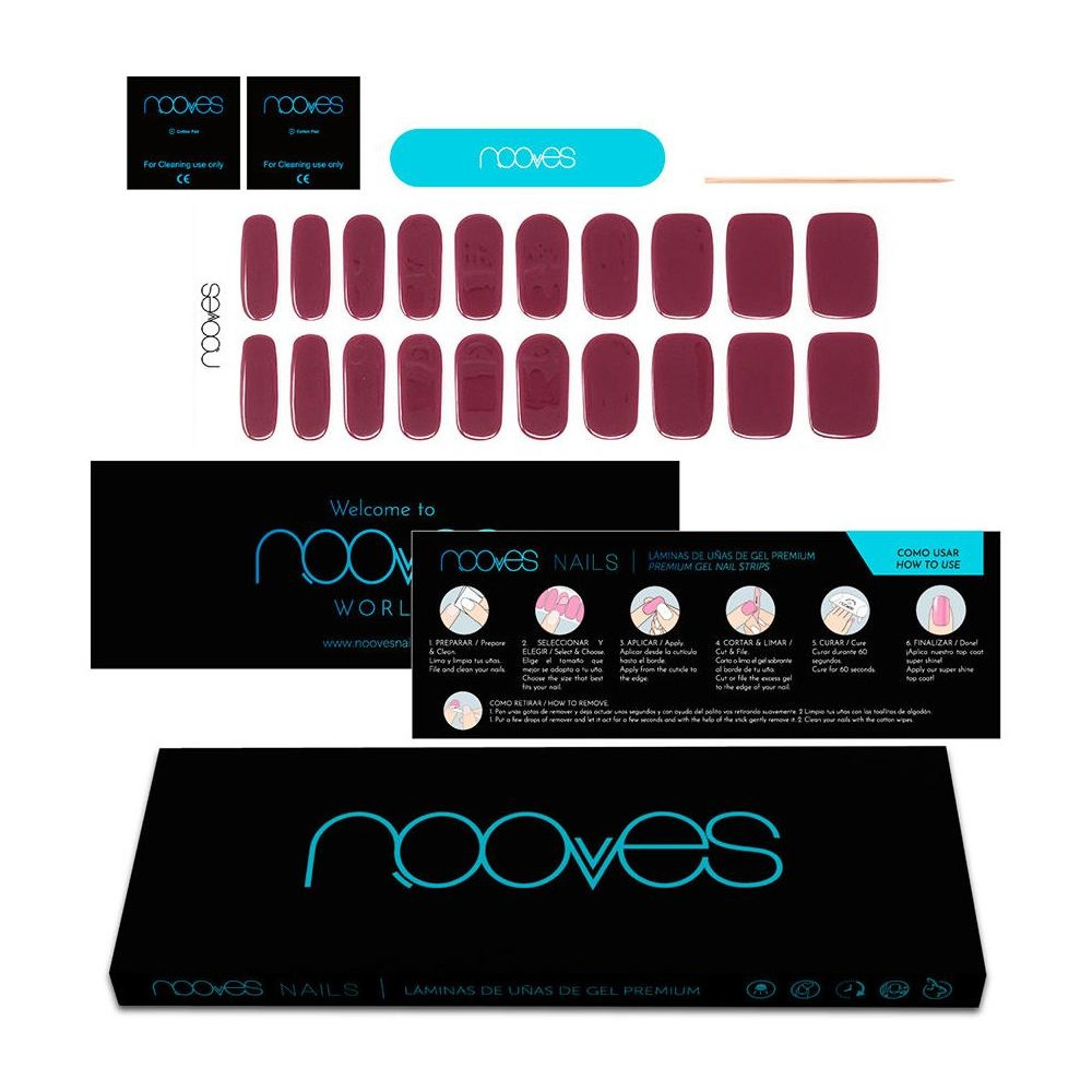 Láminas De Uñas De Gel Midnight Rain Premium Luxe Solid Rojo 20 U