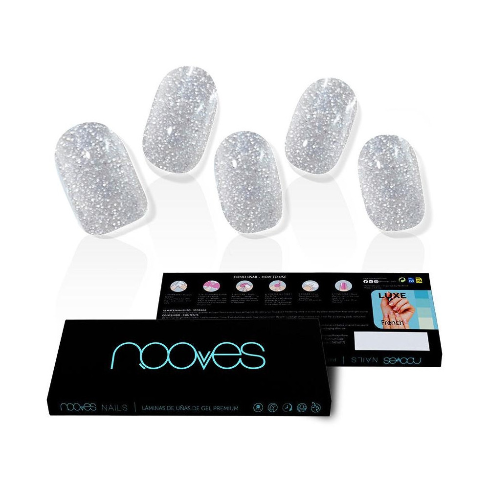 Láminas De Uñas De Gel Dazzling Diva Premium Glam Glitter Gris 20 U