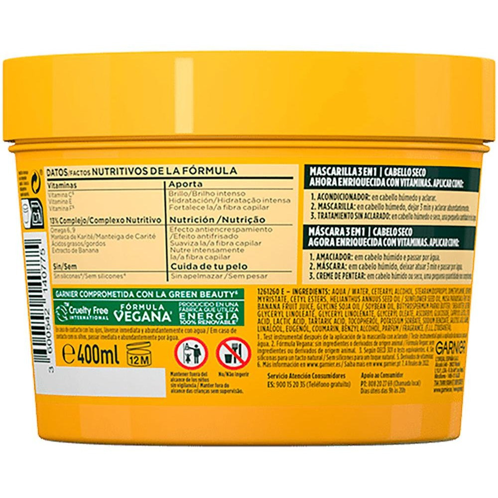 Garnier Mascarilla Ultra Nutritiva Fructis Hair Food Banana 390Ml