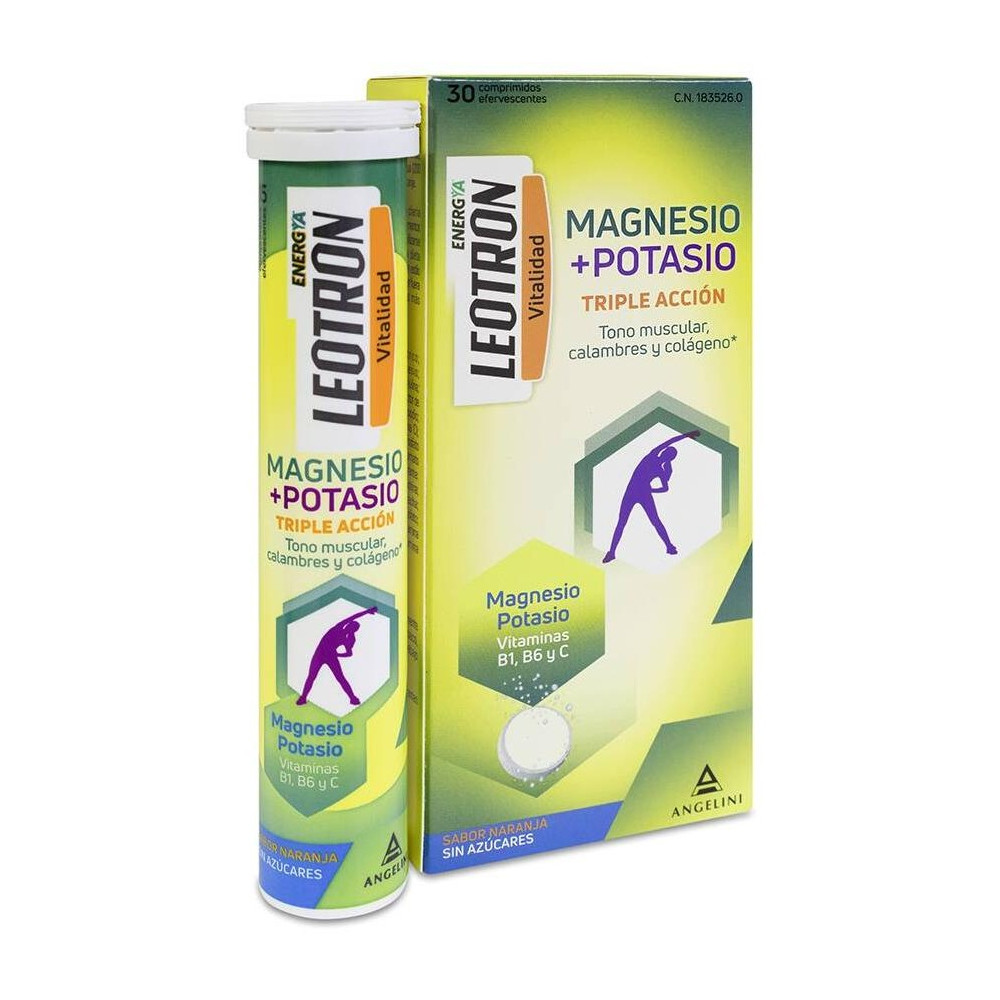 Energía Magnesio + Potasio Triple Acción Comprimidos Efervescentes Naranja 36 U