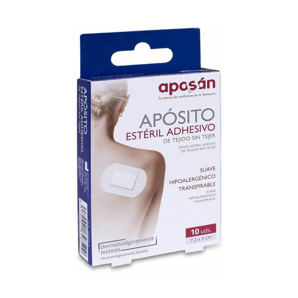 Aposán Apósito Estéril De Tejido Sin Tejer 7,2 X 5 Cm, 10 Uds