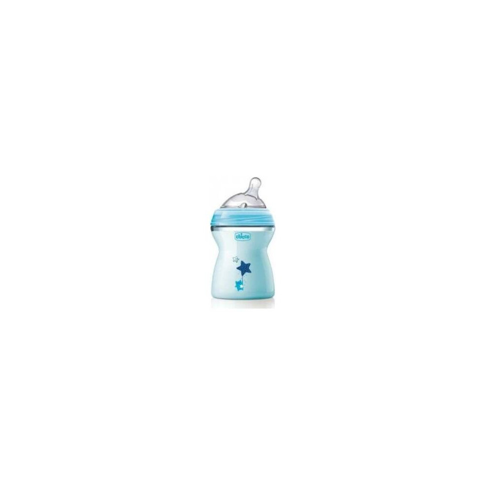 Chicco Biberón Natural Feeling Silicona 2M+ 250 Ml Azul, 1 Ud