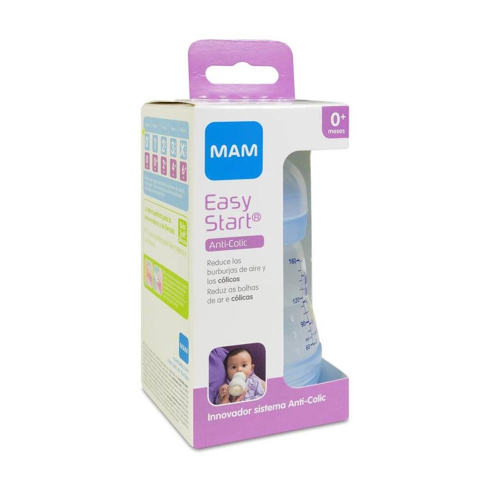 Mam Biberón Anti-Colic 160 Ml Azul, 1 Unidad