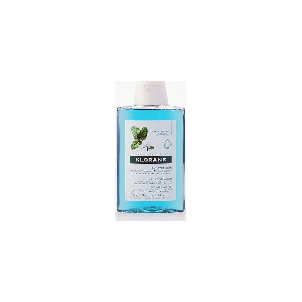 Klorane Champú Antipolución Menta Acuática, 200 Ml