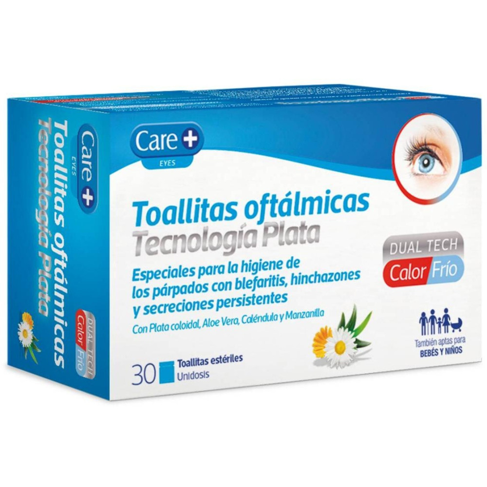 Care+ Toallitas Oftálmicas Estéril Plata, 30 Unidades