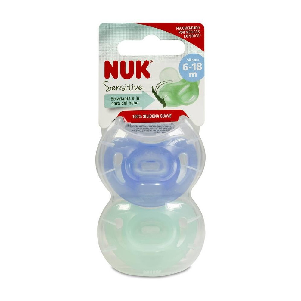 Nuk Chupete Sensitive Silicona 6-18 Meses, 2 Unidades