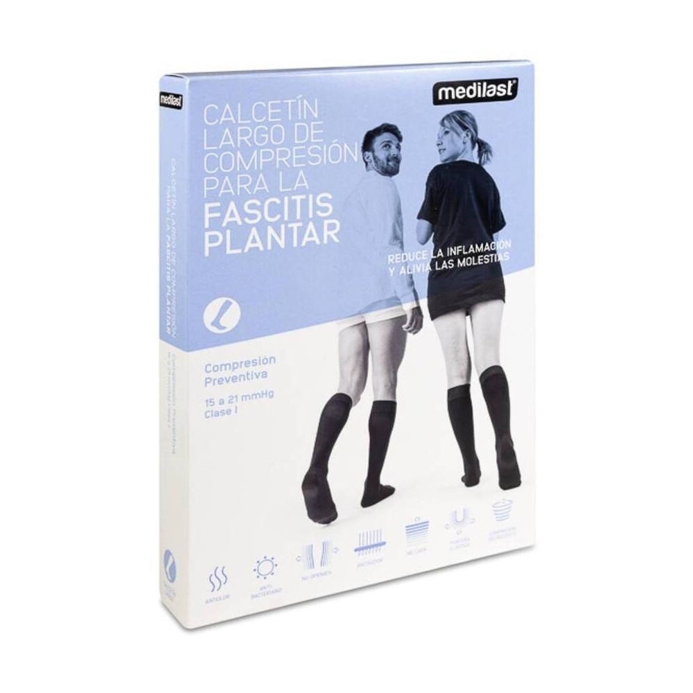 Medilast Calcetín Largo Para Fascitis Plantar Color Negro Talla M, 1 Ud