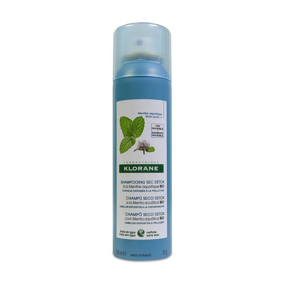 Klorane Champú Seco Detox De Menta Acuática Bio 150Ml