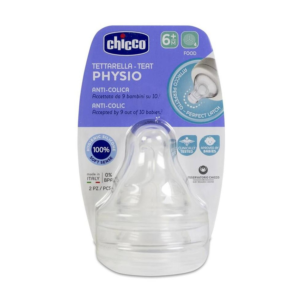 Chicco Tetina Physio Silicona F/Papilla 6M + 2Und