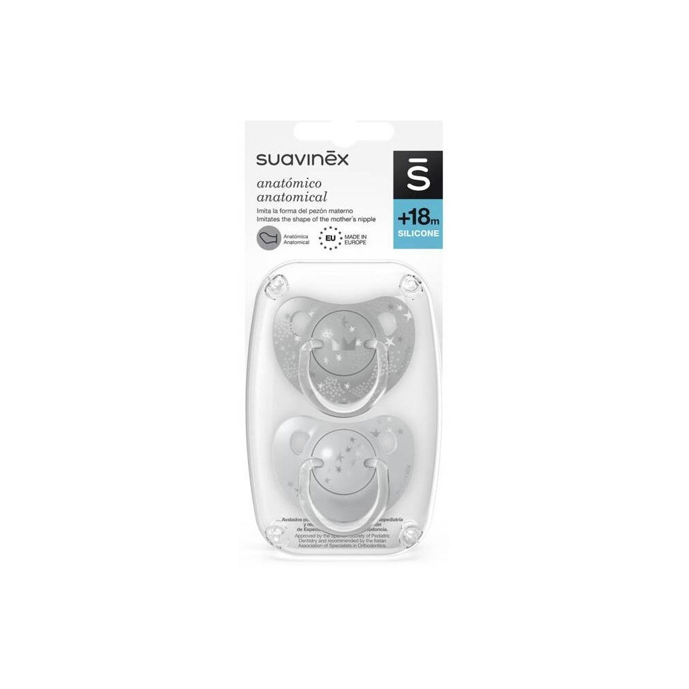 Suavinex Chupete Silicona Anatómico Clásico +18, 2 Unidades
