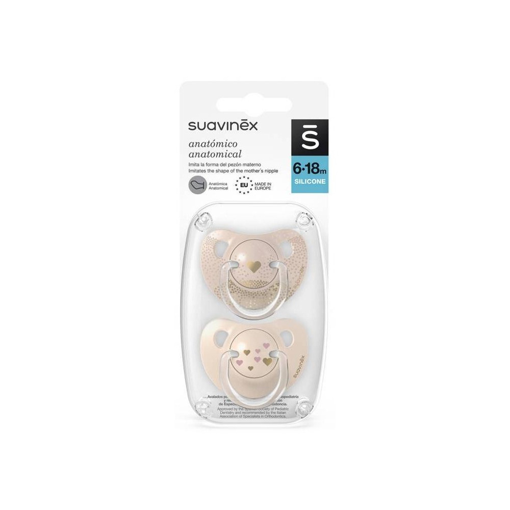 Suavinex Chupete Silicona Anatómico Clásico 6-18, 2 Unidades