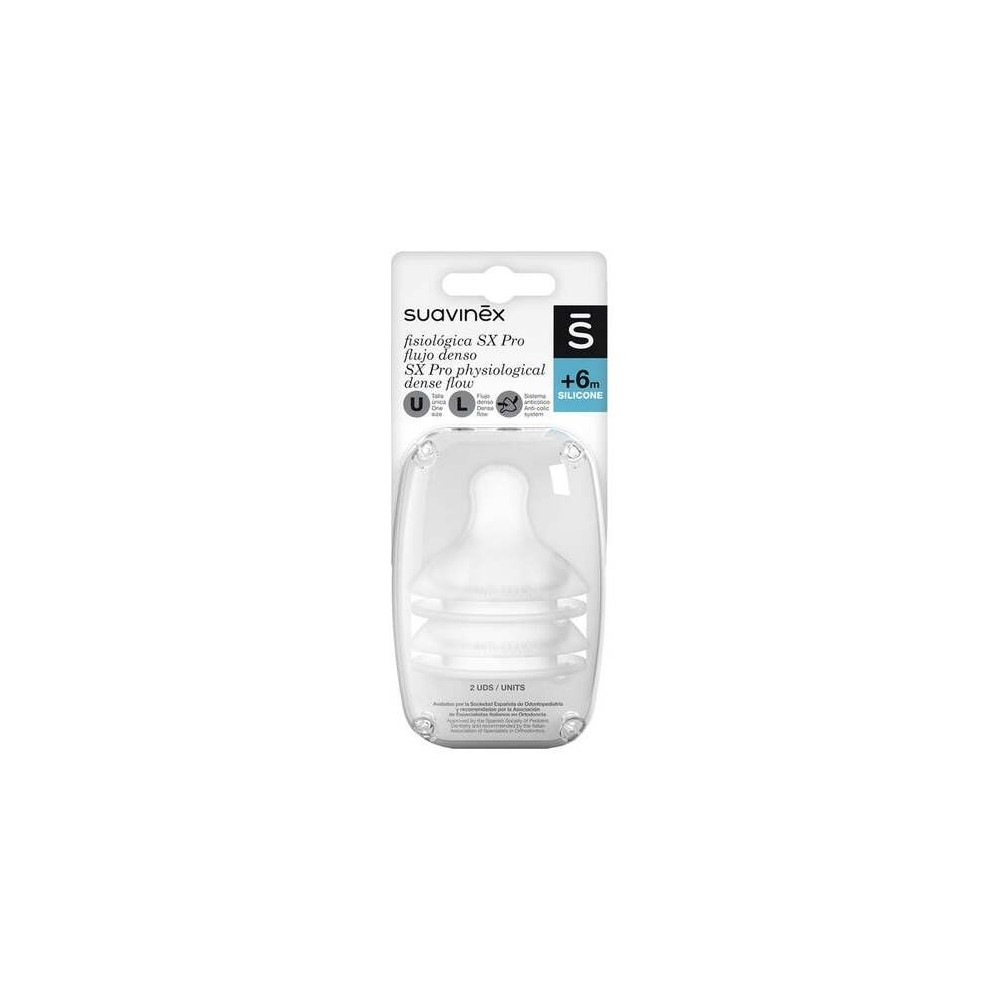 Suavinex Tetina Silicona Fisiológica Flujo L, 2 Uds