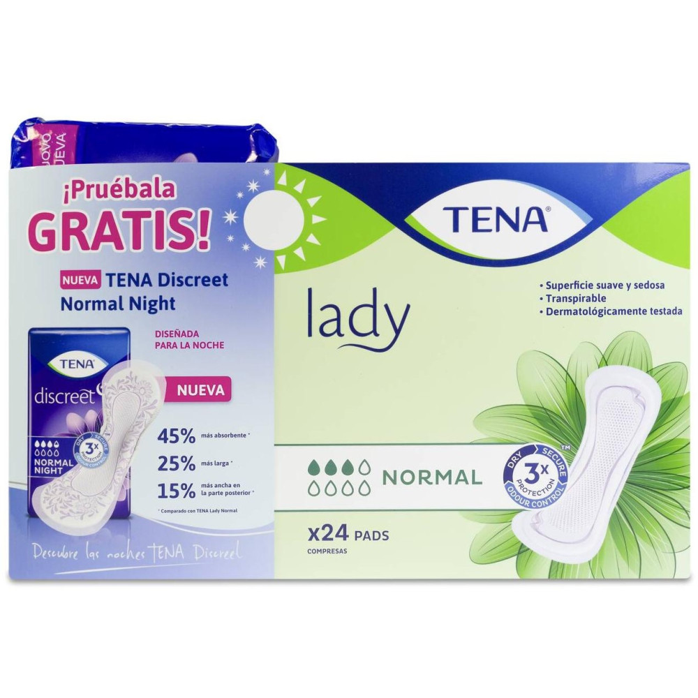 Tena Pack Lady Compresas Normal Day 24Uds + Normal Night 10Uds