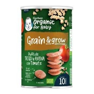 Gerber Organic Grain Y Grow Puffs Trigo Y Arroz Con Frambuesa 35G