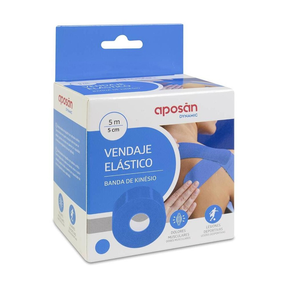 Aposán Dynamic Vendaje Elástico Kinésio Azul 5 Cm X 5 M, 1 Unidad