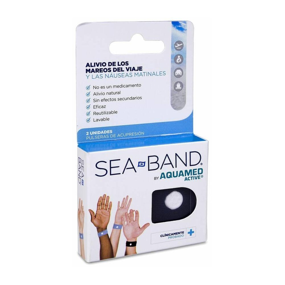 Sea-Band Stop Náuseas Pulsera Anti-Mareo Adulto Negro 2Uds