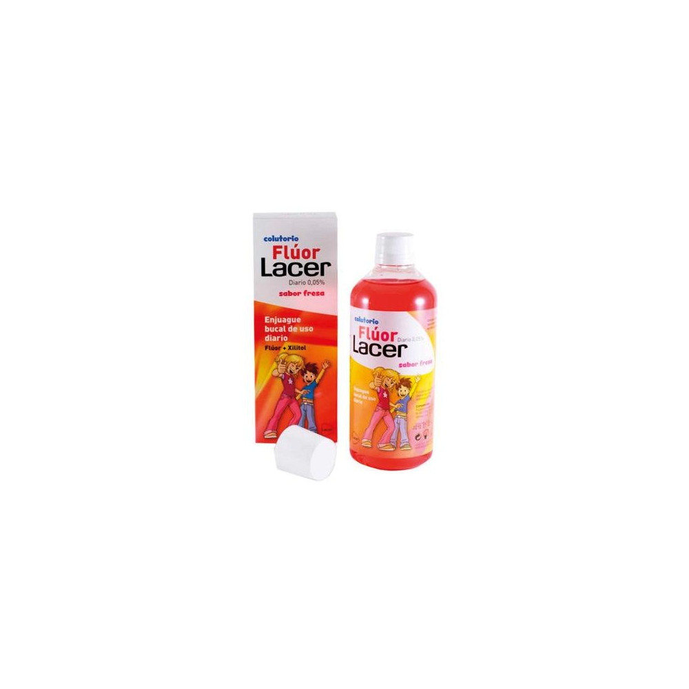 Lacer Colutorio Flúor Diario 0,05 %, Fresa, 500 Ml