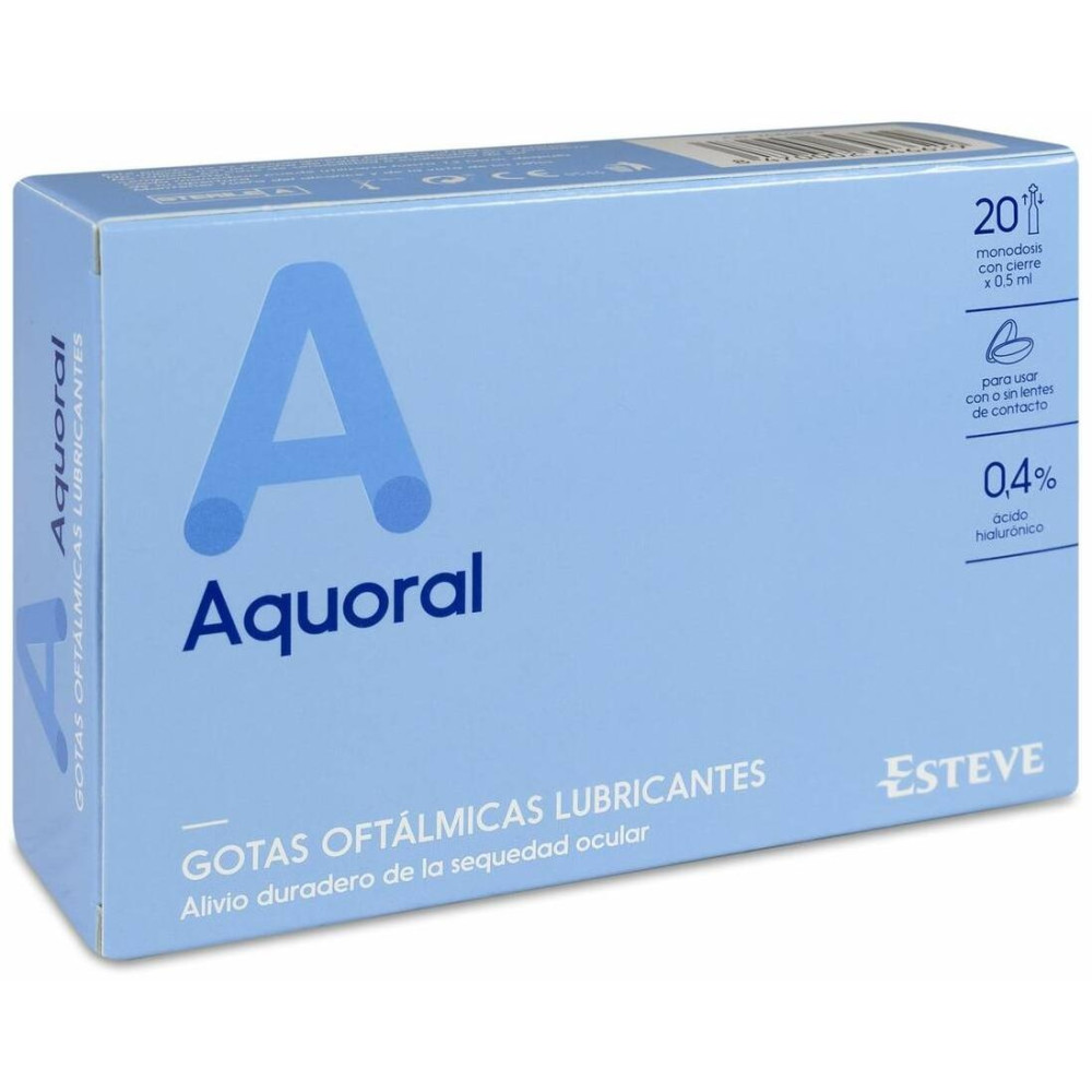 Aquoral Gotas Oftálmicas Lubricantes Estéril Ácido Hialurónico 0,4%, 20 Uds