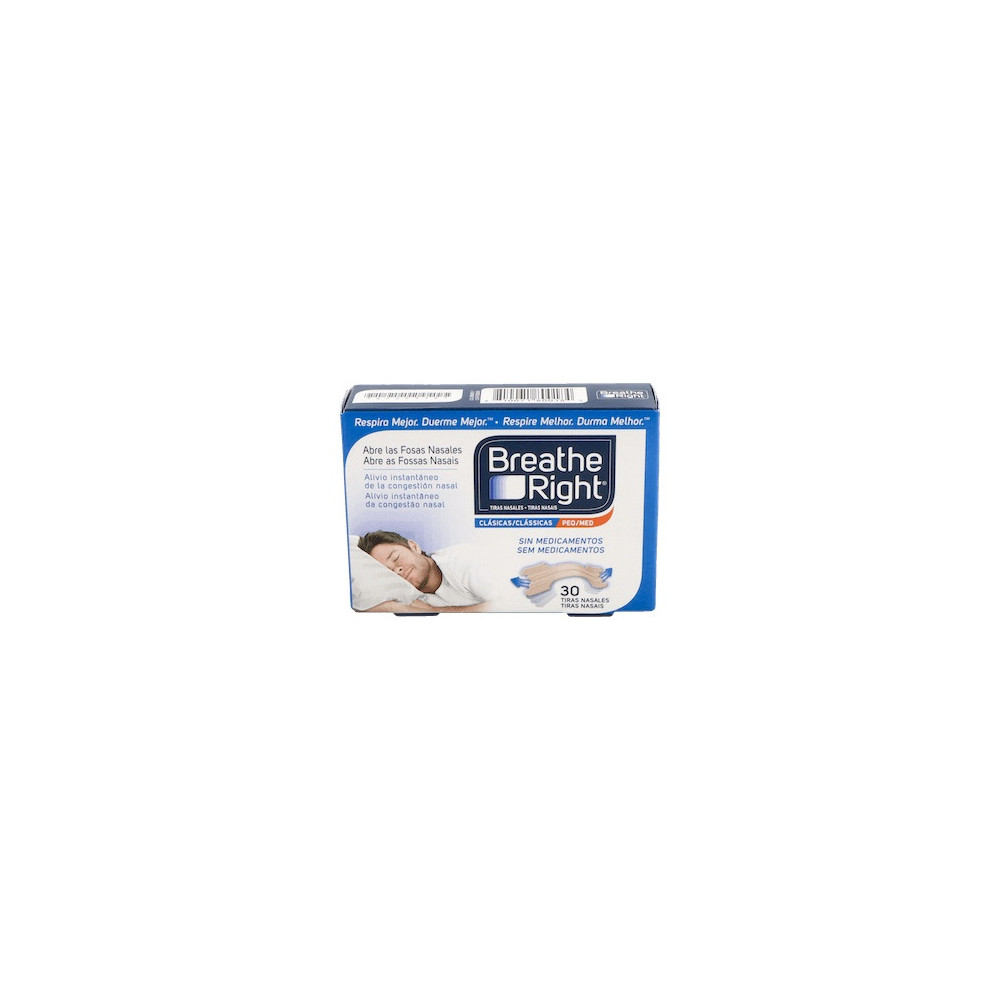 Breathe Right Tira Adhesiva Nasal Talla Pequeña-Mediana, 30 Uds