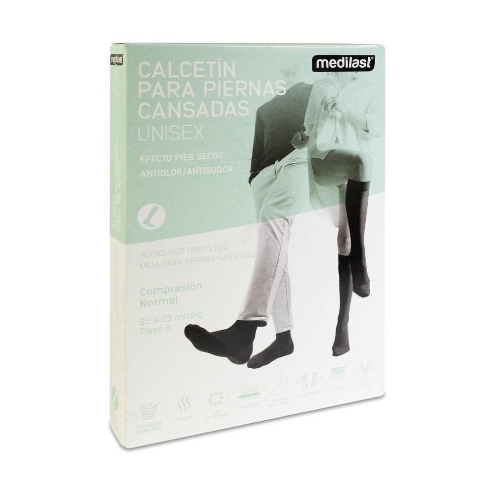 Medilast Calcetín Compresión Normal Negro Talla Mediana, 1 Par