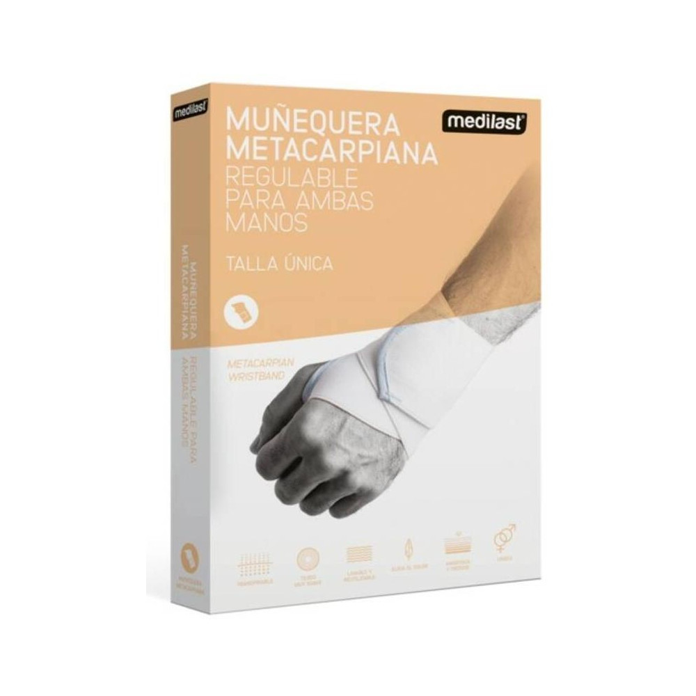 Medilast Muñequera Metacarpiana Blanca Talla Única, 1 Ud