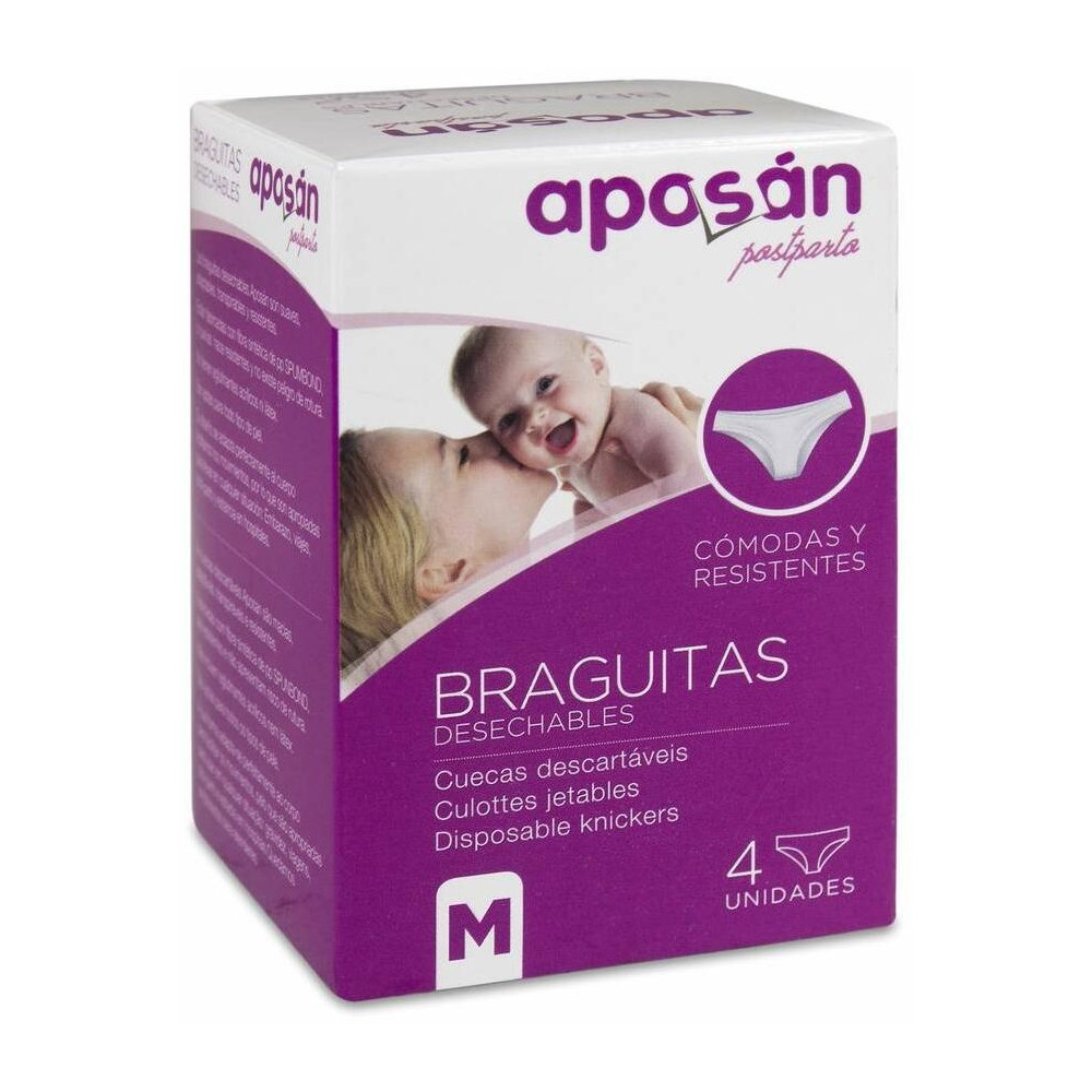 Aposán Braguitas Desechables Talla M, 4 Uds