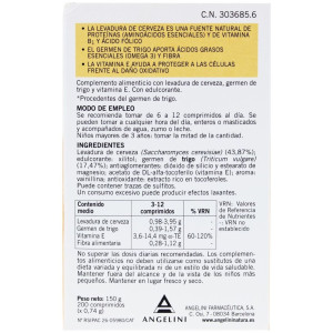 Angelini Levadura De Cerveza Y Germen Trigo, 200 Comprimidos