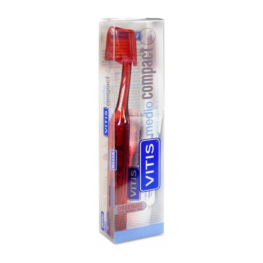 Vitis Cepillo Compact Medio + Pasta Dentífrica Blanqueadora, 1 Ud