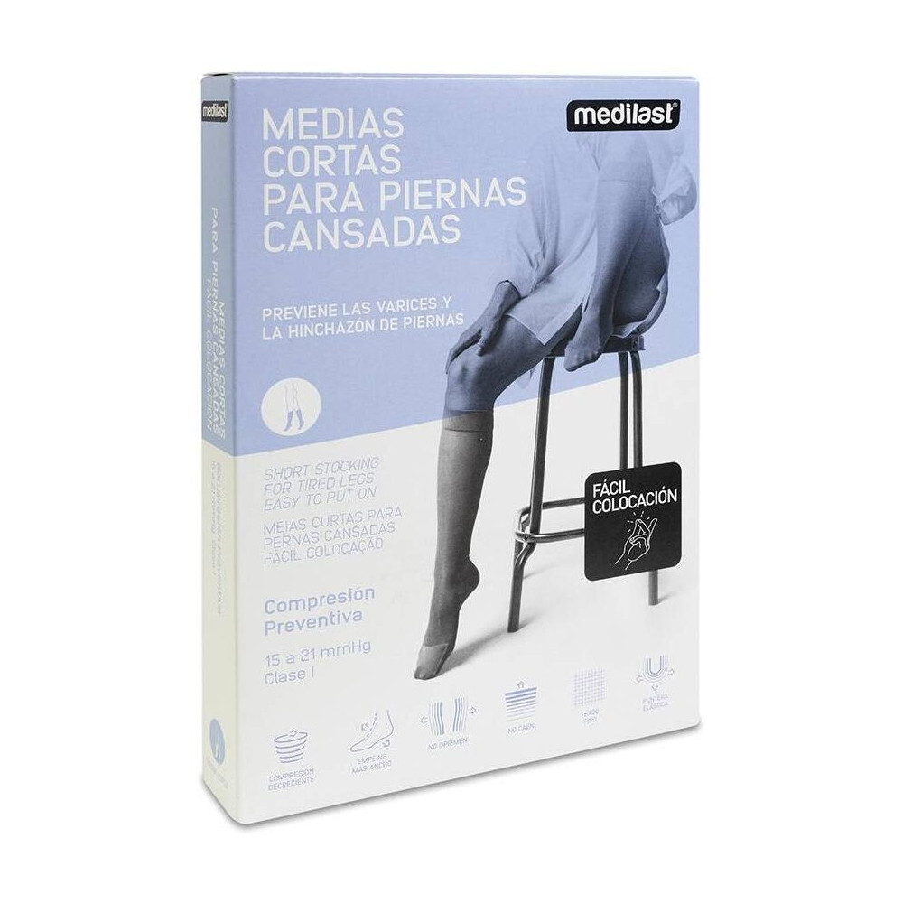 Medilast Medias De Compresión Preventiva Cortas Para Piernas Cansadas De Fácil Colocación 411 Beige Talla Xl, 1 Par