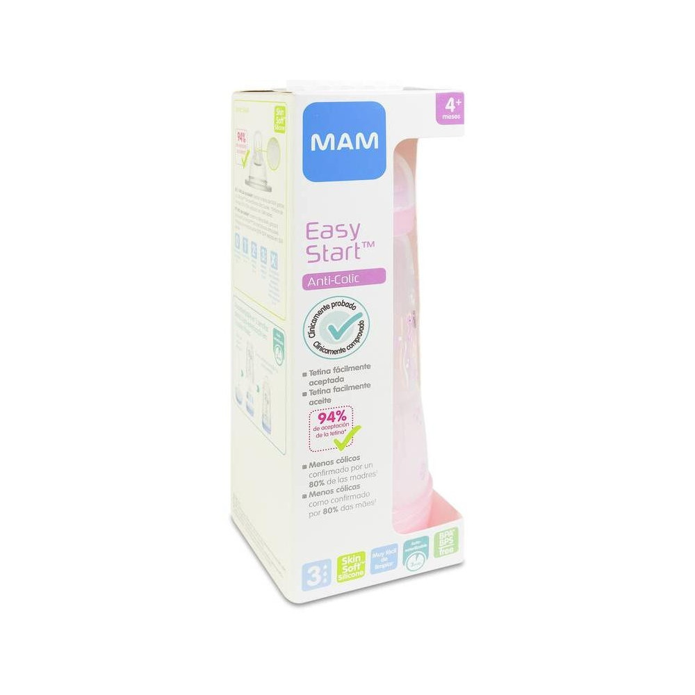 Mam Biberón Anti-Colic 320 Ml Rosa, 1 Unidad