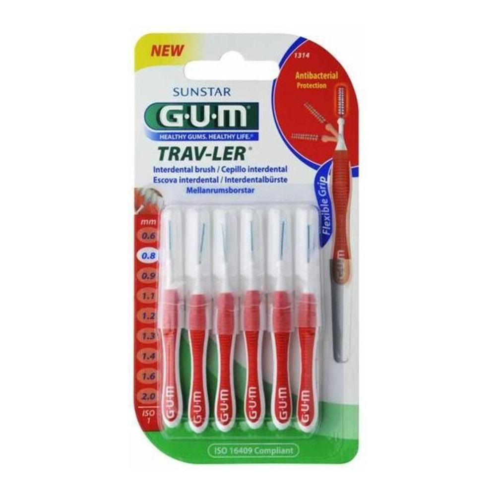 Cepillo Interdental Trav-Ler 1314 0,8Mm 6Un Rojo