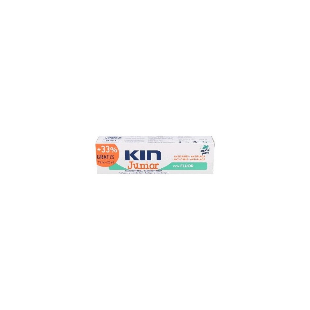 Kin Junior Pasta Dentífrica Anticaries Menta Suave 75 + 25 Ml