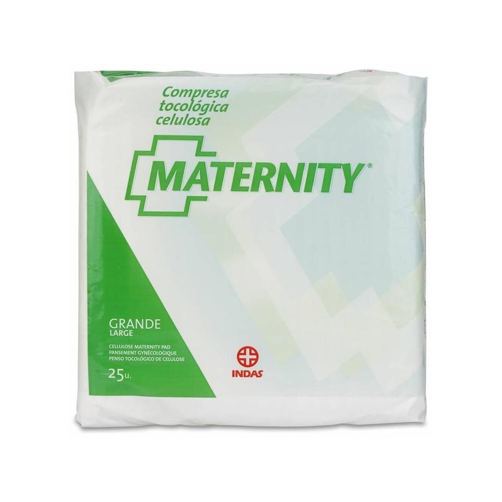 Indas Maternity Compresas Tocológicas Celulosa Grande Anatómica, 25 Unidades