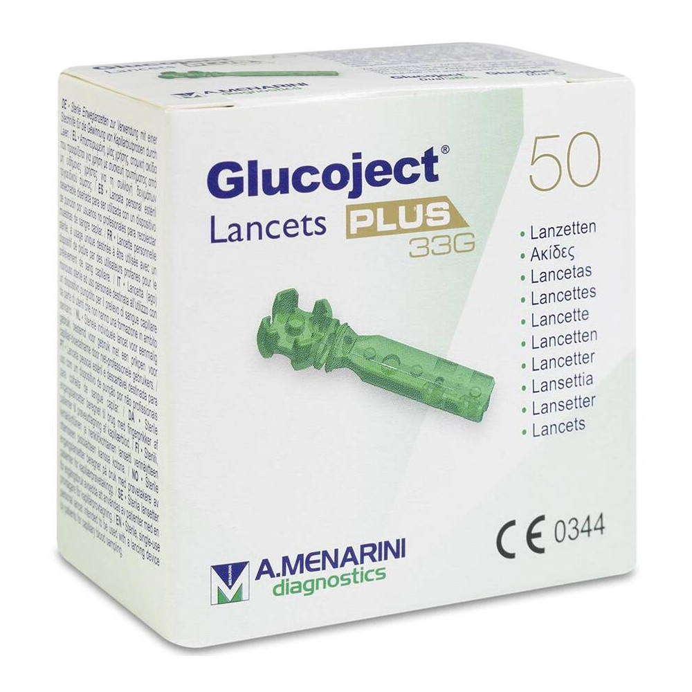 A.Menarini Glucoject Lancetas Plus, 33 Gr 50 Unidades
