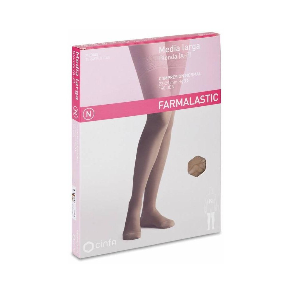 Farmalastic Media Larga Blonda (A-F) Compresión Normal T-Reina Plus Beige 1Ud