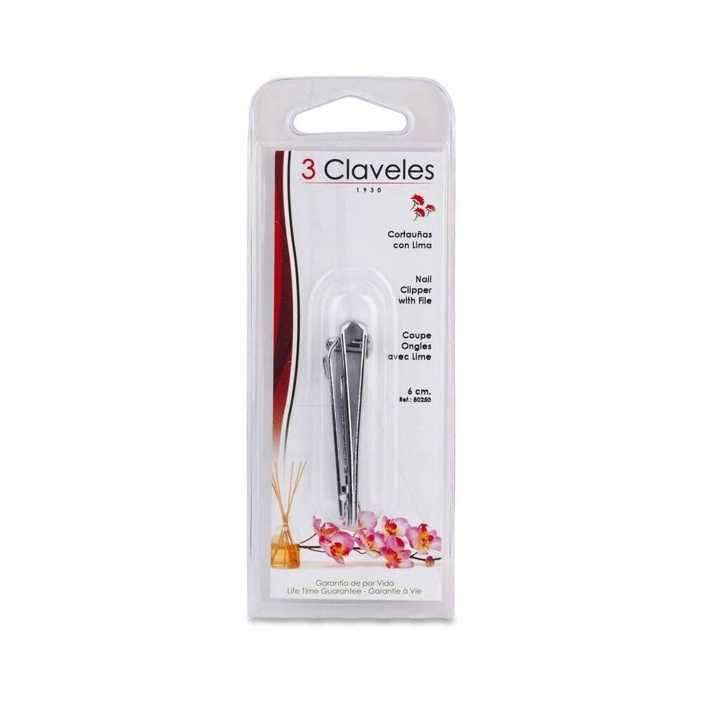 3 Claveles Cortauñas Con Lima 6Cm 1Ud