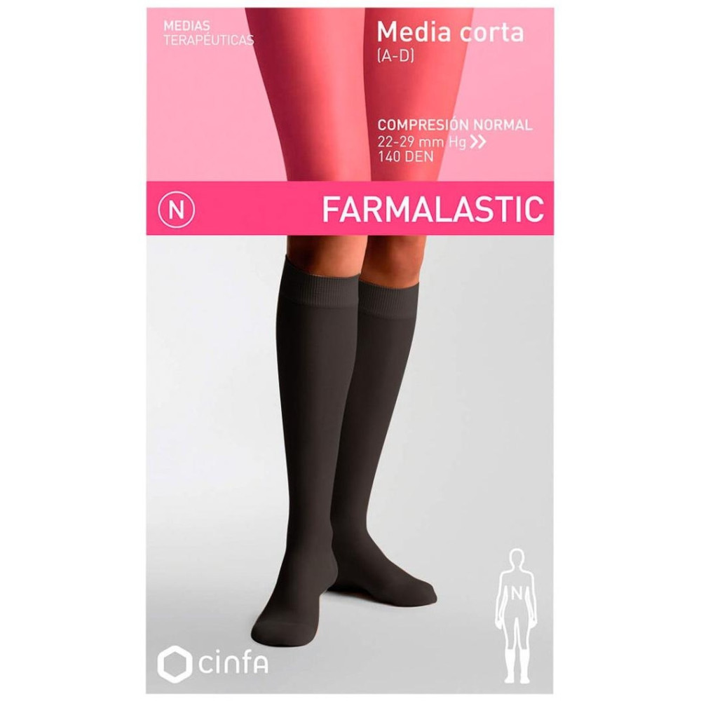 Farmalastic Media Corta Comp Normal Abierta Negro T-M 1 Par