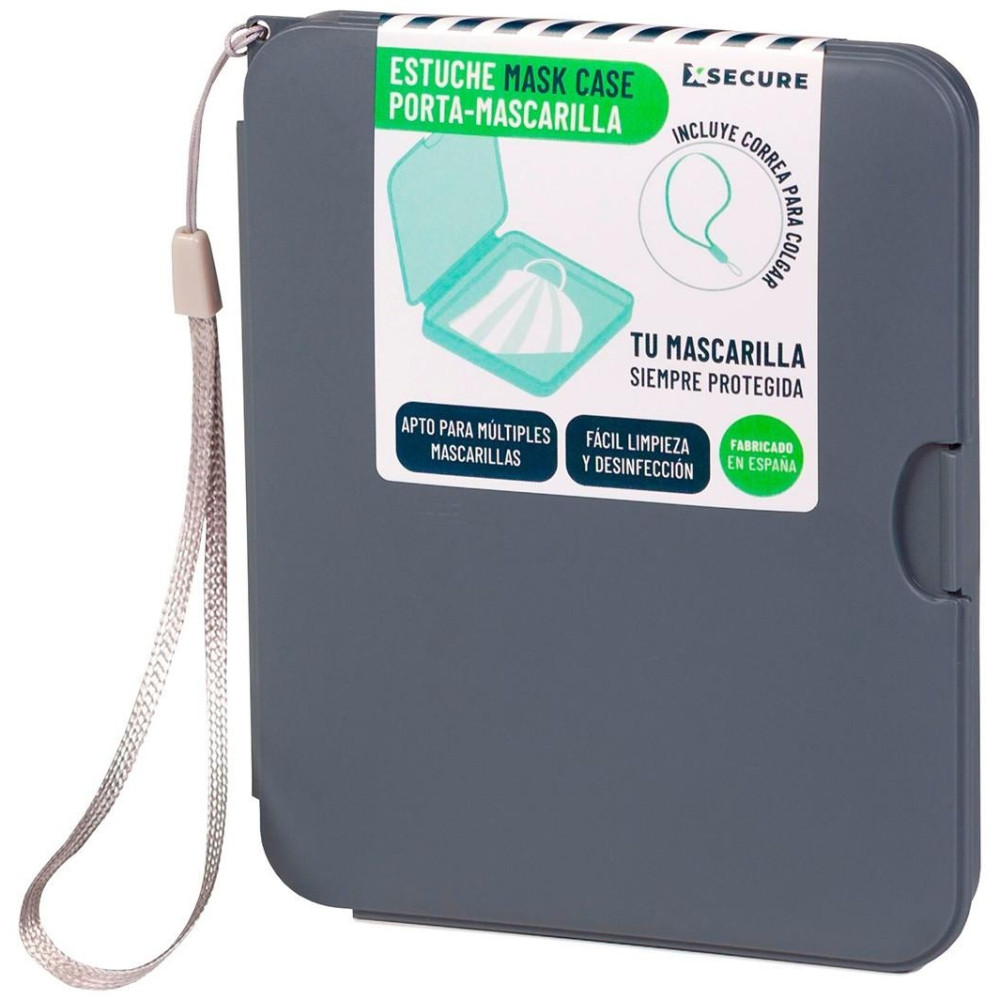 Xsecure Estuche Porta Mascarillas Con Colgador Gris Oscuro 1Ud