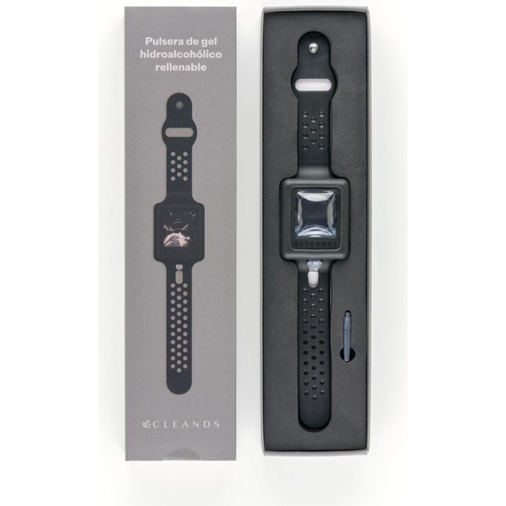 Cleands Pulsera Gel Hidroalcoholico Rellenable Negra 10Ml