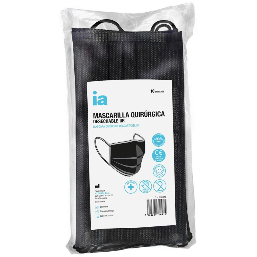 Interapothek Mascarillas Quirúrgicas Iir Negras 10 Uds