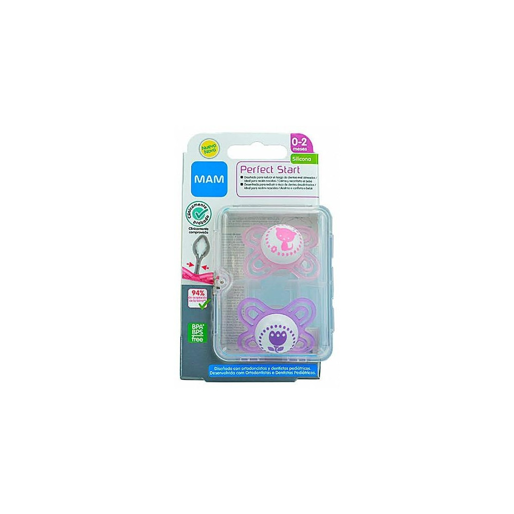 Chupete Silicona Mam Perfect Start Rn 0-2 M Pack Doble