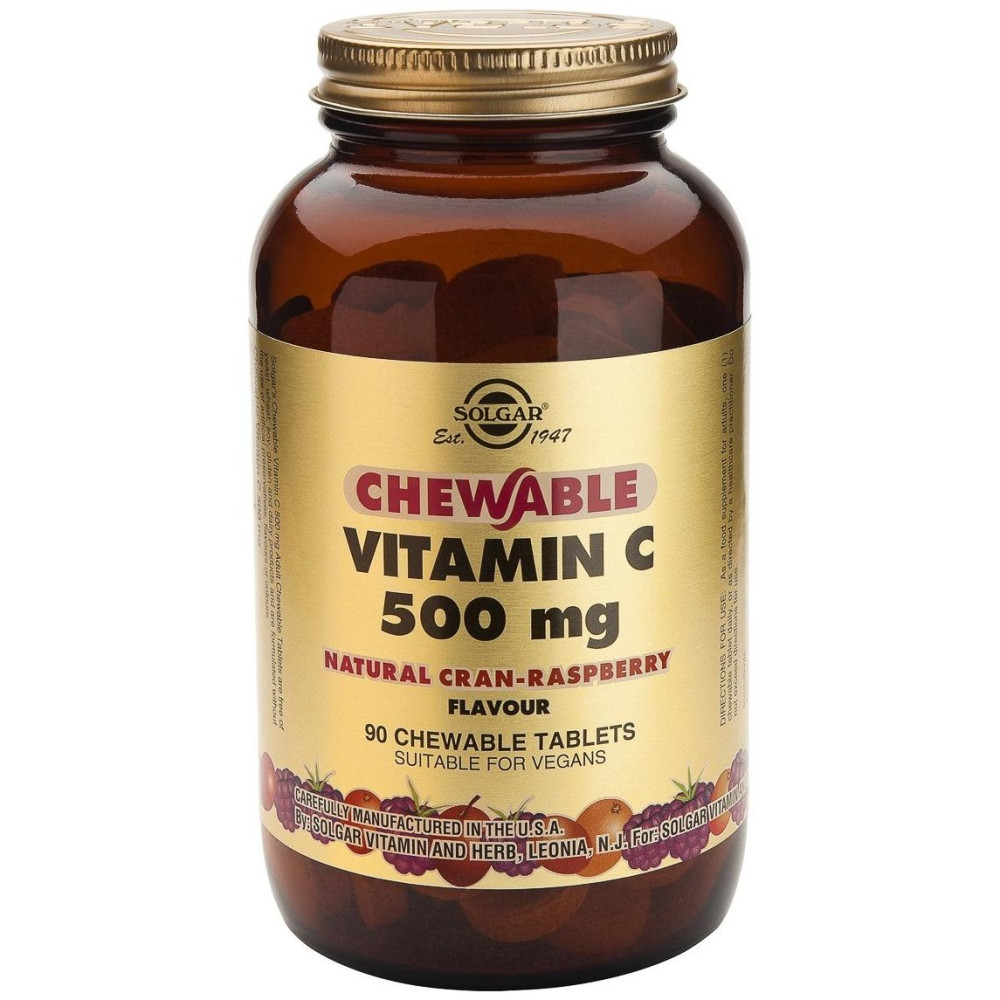 Solgar Vitamina C 500Mg Masticable Sabor Arándano Y Frambuesa 90Comp