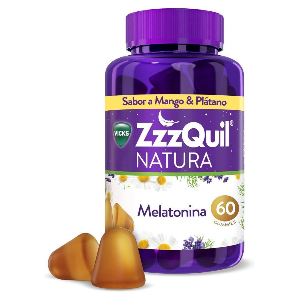 Zzzquil Natura Gummies Plátano Y Mango De Melatonina 1Mg Y Valeriana 60U.