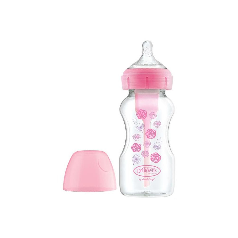 Dr Brown'S Biberon Silicona Natural Flow Rosa Flores 270Ml 1Ud