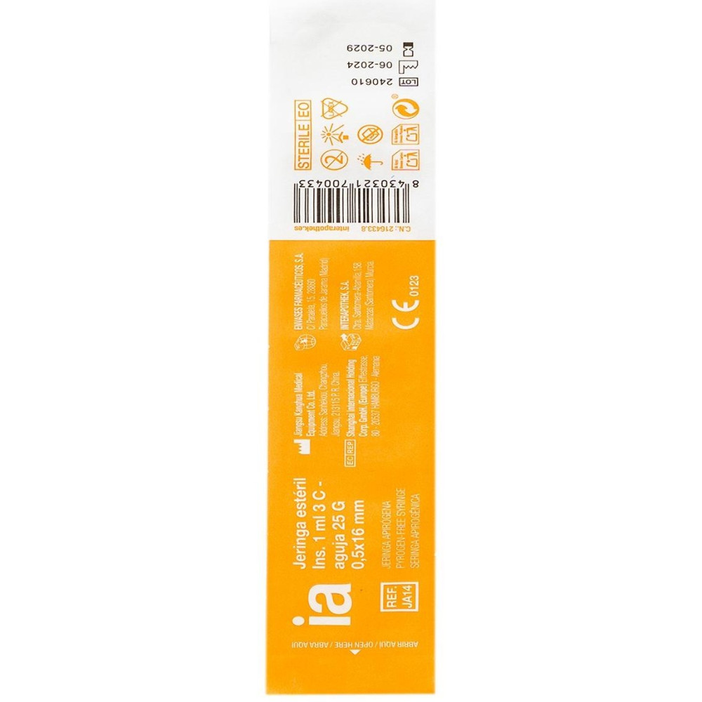 Interapothek Jeringa Estéril Insulina 1Ml Con Aguja 16/5Mm