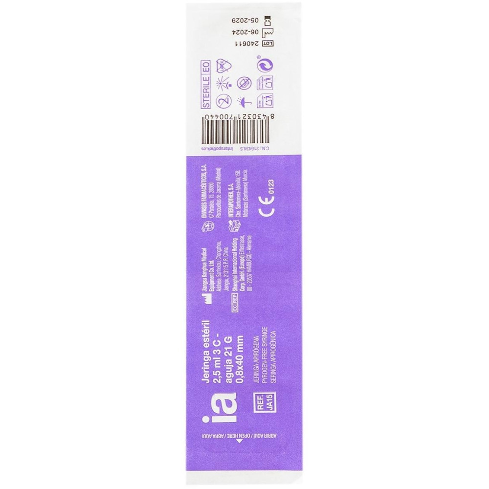 Interapothek Jeringa Estéril 2,5Ml Con Aguja 40/8Mm