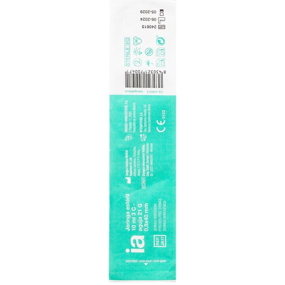 Interapothek Jeringa Estéril 10Ml Con Aguja 40/8Mm