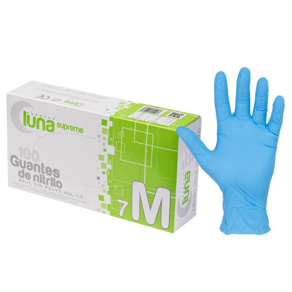 Luna Guantes De Nitrilo Azul Sin Polvo Talla M 100U