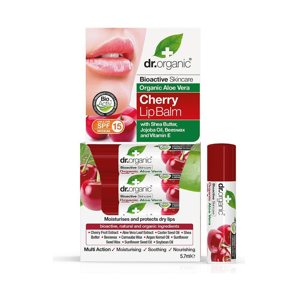 Dr Organic Bálsamo Labial De Aloe Vera Y Cereza 5_7Ml