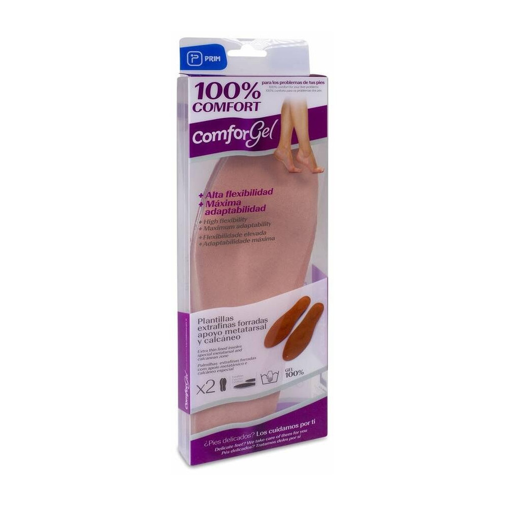 Comforgel Plantillas Extrafinas Forradas Con Apoyo Metatarsal Y Calcáneo Talla Xl, 1 Par